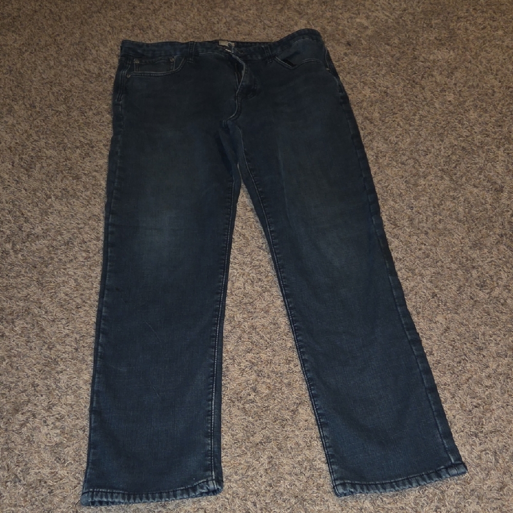 Weatherproof Men's Lined Size 38x34 Straight Jeans in Dark Blue Wash